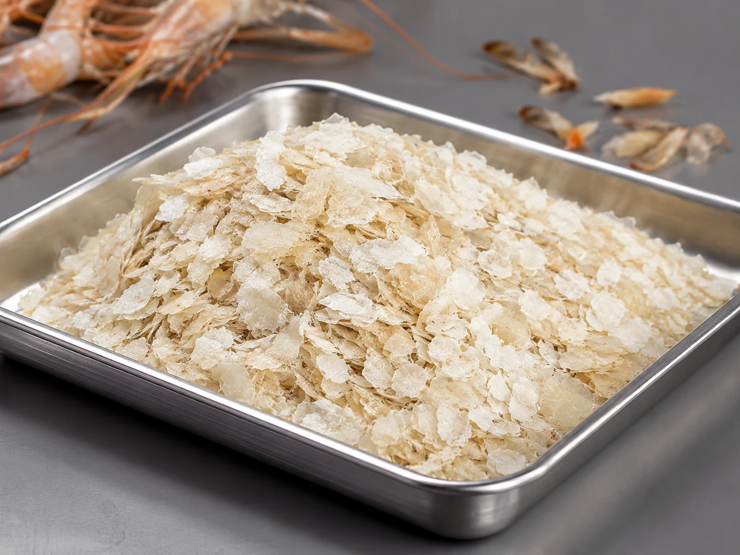 Chitin flakes shrimp byproduct
